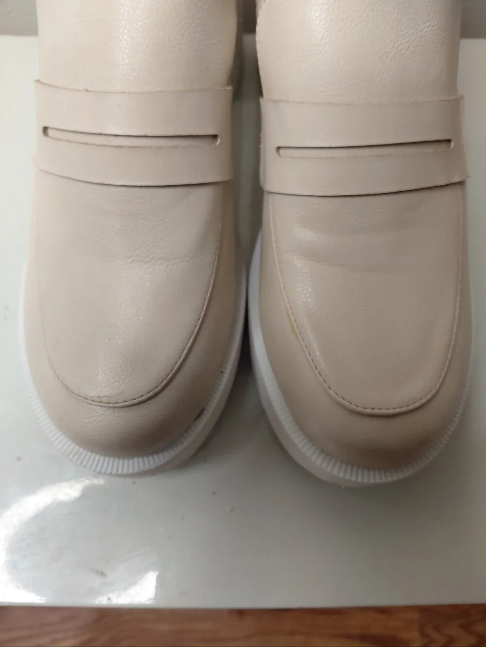 Oasis Society Hannah Cream Platform Penny Loafers with Chunky Block Heel Sz 8.5